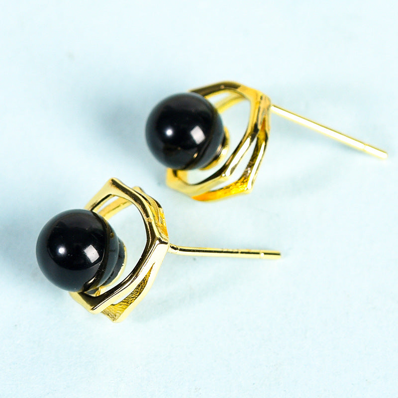 Wholesale Natural Crystal Gravel Square Round Bead Earrings
